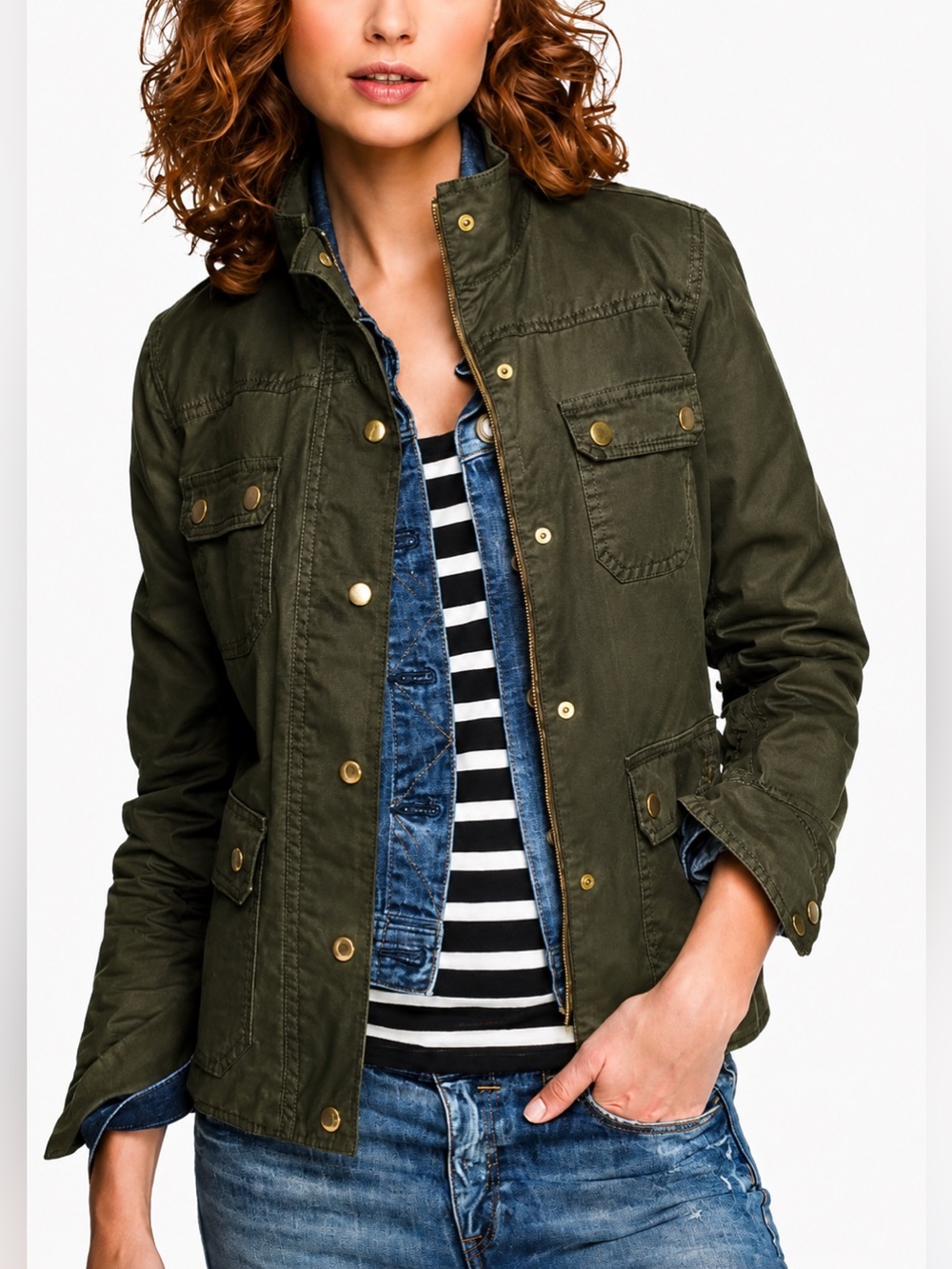 Womens J Crew Army Green Downtown
Waxed Military Style Field Jacket Sz XS